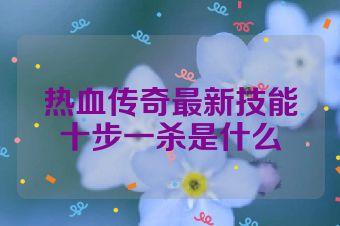 热血传奇最新技能十步一杀是什么