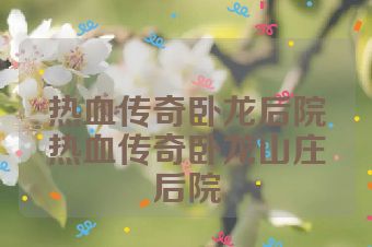 热血传奇卧龙后院热血传奇卧龙山庄后院