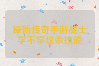 原始传奇手游战士学不学攻杀技能