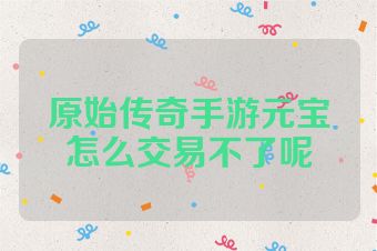 原始传奇手游元宝怎么交易不了呢