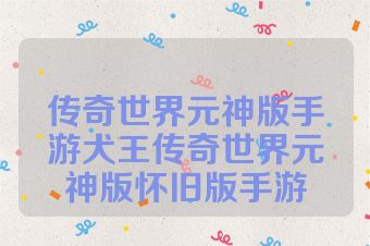 传奇世界元神版手游犬王传奇世界元神版怀旧版手游