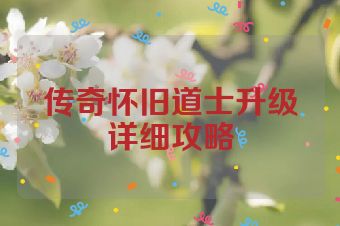 传奇怀旧道士升级详细攻略