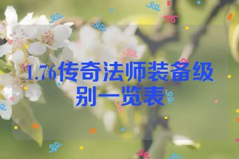 1.76传奇法师装备级别一览表