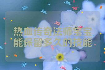 热血传奇法师宝宝能保留多久的技能