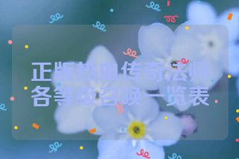 正版热血传奇法师各等级召唤一览表