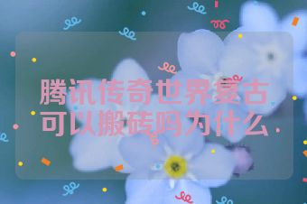 腾讯传奇世界复古可以搬砖吗为什么