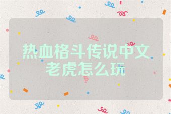 热血格斗传说中文老虎怎么玩