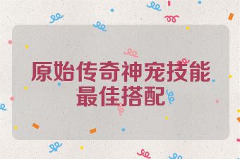 原始传奇神宠技能最佳搭配