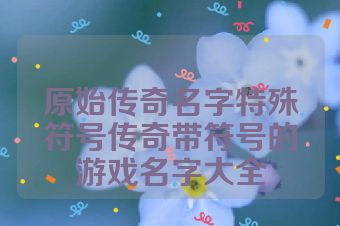 原始传奇名字特殊符号传奇带符号的游戏名字大全