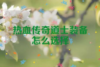 热血传奇道士装备怎么选择
