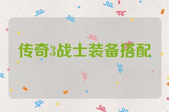 传奇3战士装备搭配