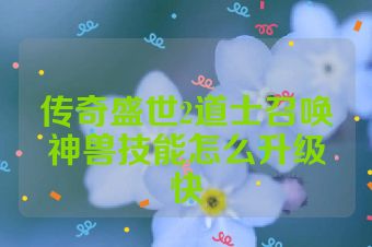 传奇盛世2道士召唤神兽技能怎么升级快