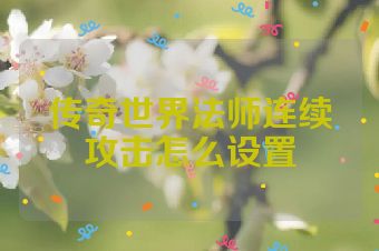 传奇世界法师连续攻击怎么设置