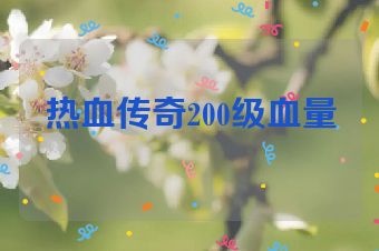 热血传奇200级血量