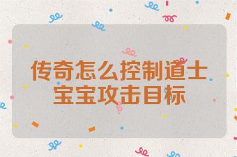 传奇怎么控制道士宝宝攻击目标