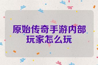 原始传奇手游内部玩家怎么玩