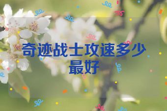 奇迹战士攻速多少最好