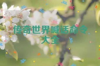 传奇世界喊话命令大全