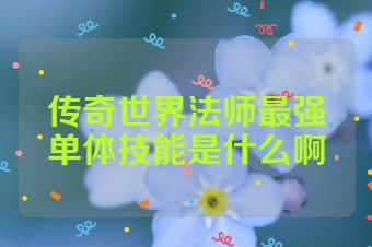 传奇世界法师最强单体技能是什么啊