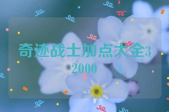 奇迹战士加点大全32000