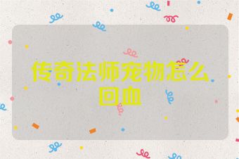 传奇法师宠物怎么回血