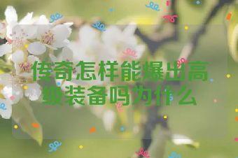 传奇怎样能爆出高级装备吗为什么