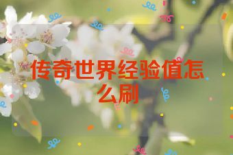 传奇世界经验值怎么刷