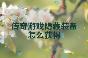传奇游戏隐藏装备怎么获得