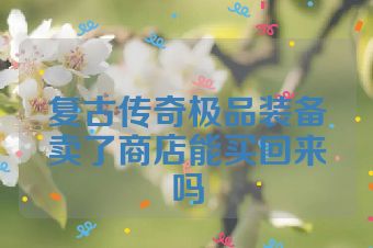 复古传奇极品装备卖了商店能买回来吗