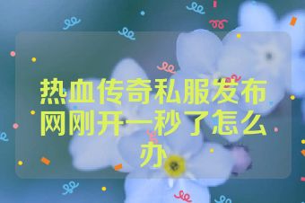 热血传奇私服发布网刚开一秒了怎么办