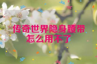 传奇世界隐身腰带怎么用不了