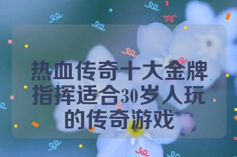 热血传奇十大金牌指挥适合30岁人玩的传奇游戏