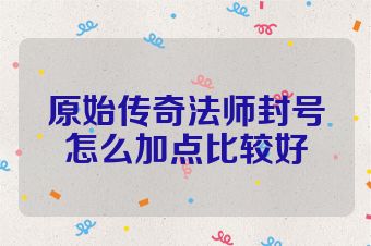 原始传奇法师封号怎么加点比较好