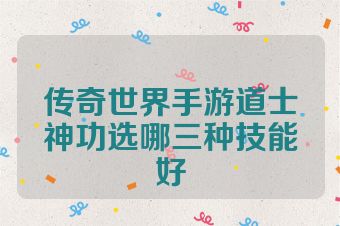 传奇世界手游道士神功选哪三种技能好