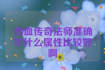 热血传奇法师准确加什么属性比较好啊