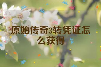 原始传奇3转凭证怎么获得