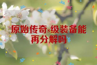 原始传奇s级装备能再分解吗
