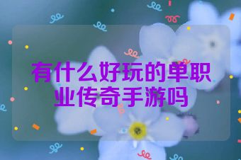 有什么好玩的单职业传奇手游吗