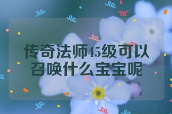 传奇法师45级可以召唤什么宝宝呢