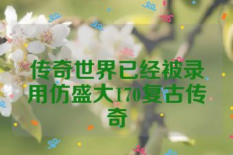 传奇世界已经被录用仿盛大170复古传奇