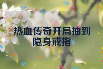 热血传奇开局抽到隐身戒指