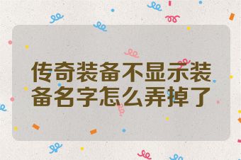 传奇装备不显示装备名字怎么弄掉了
