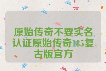 原始传奇不要实名认证原始传奇185复古版官方