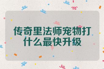 传奇里法师宠物打什么最快升级