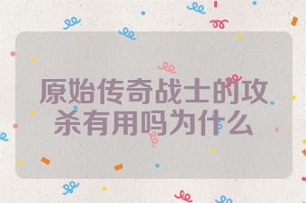 原始传奇战士的攻杀有用吗为什么