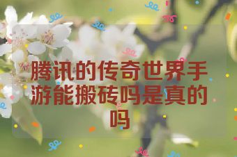 腾讯的传奇世界手游能搬砖吗是真的吗