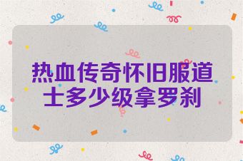 热血传奇怀旧服道士多少级拿罗刹