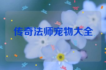 传奇法师宠物大全