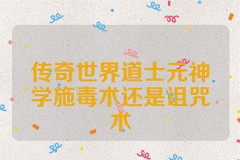 传奇世界道士元神学施毒术还是诅咒术