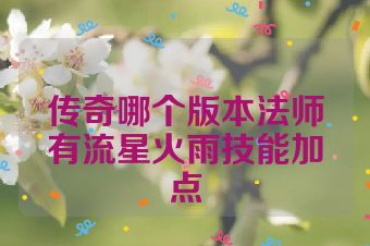 传奇哪个版本法师有流星火雨技能加点